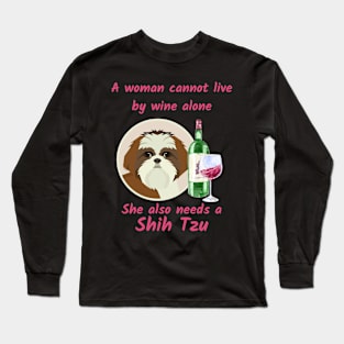 Shih Tzu and Wine Long Sleeve T-Shirt